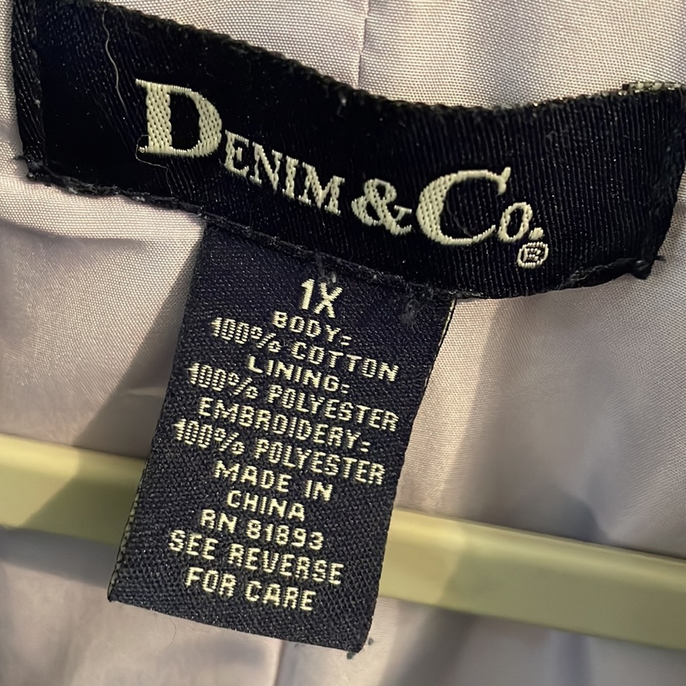 Denim & Co. 1X denim embroidered jean jacket vintage style - Picture 5 of 10